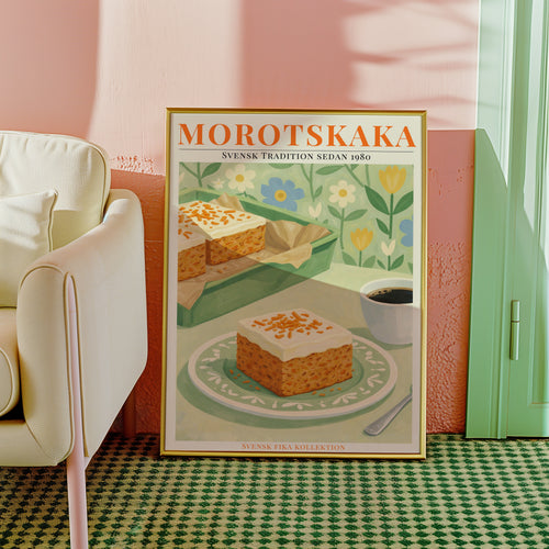 Morotskaka poster i inramad rumsmiljö – Bozetto konsttryck i hög tryckkvalitet
