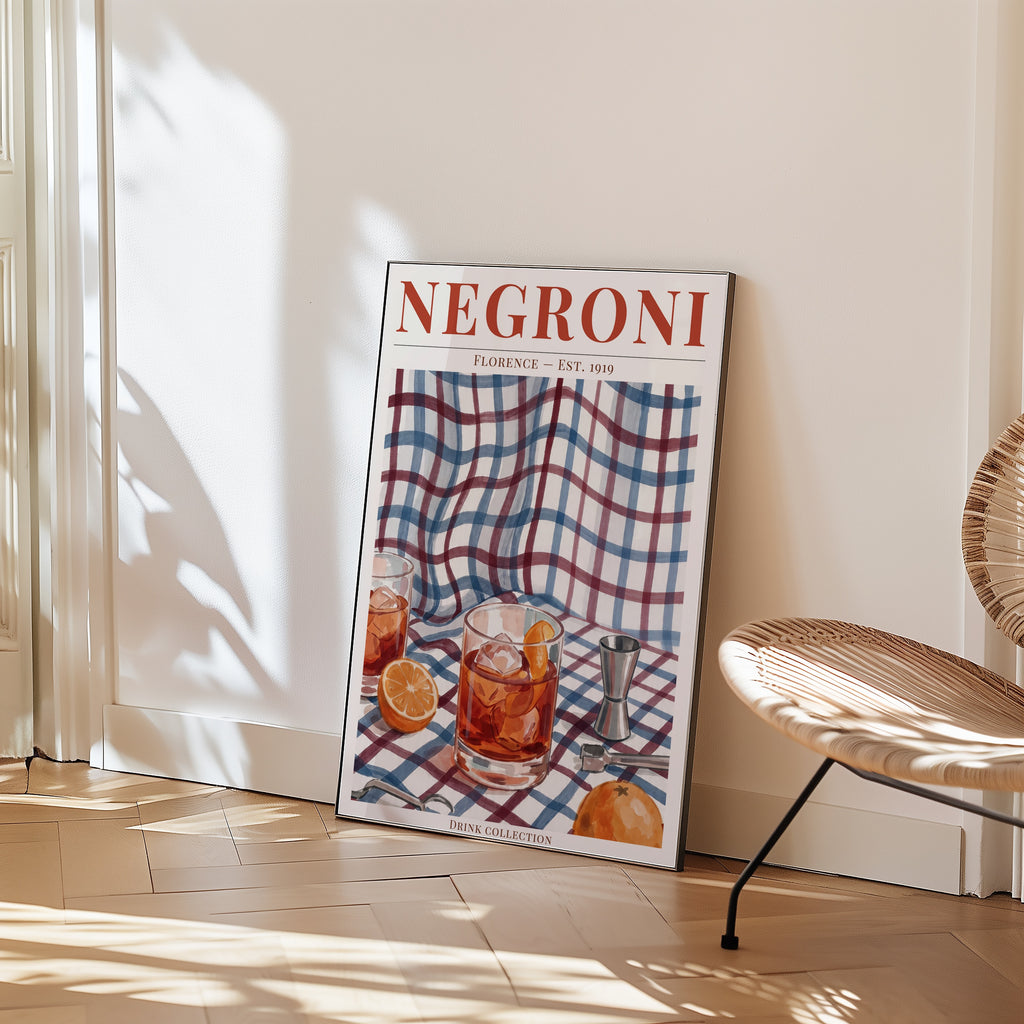Negroni poster i modern miljö – Bozetto konsttryck i hög kvalitet