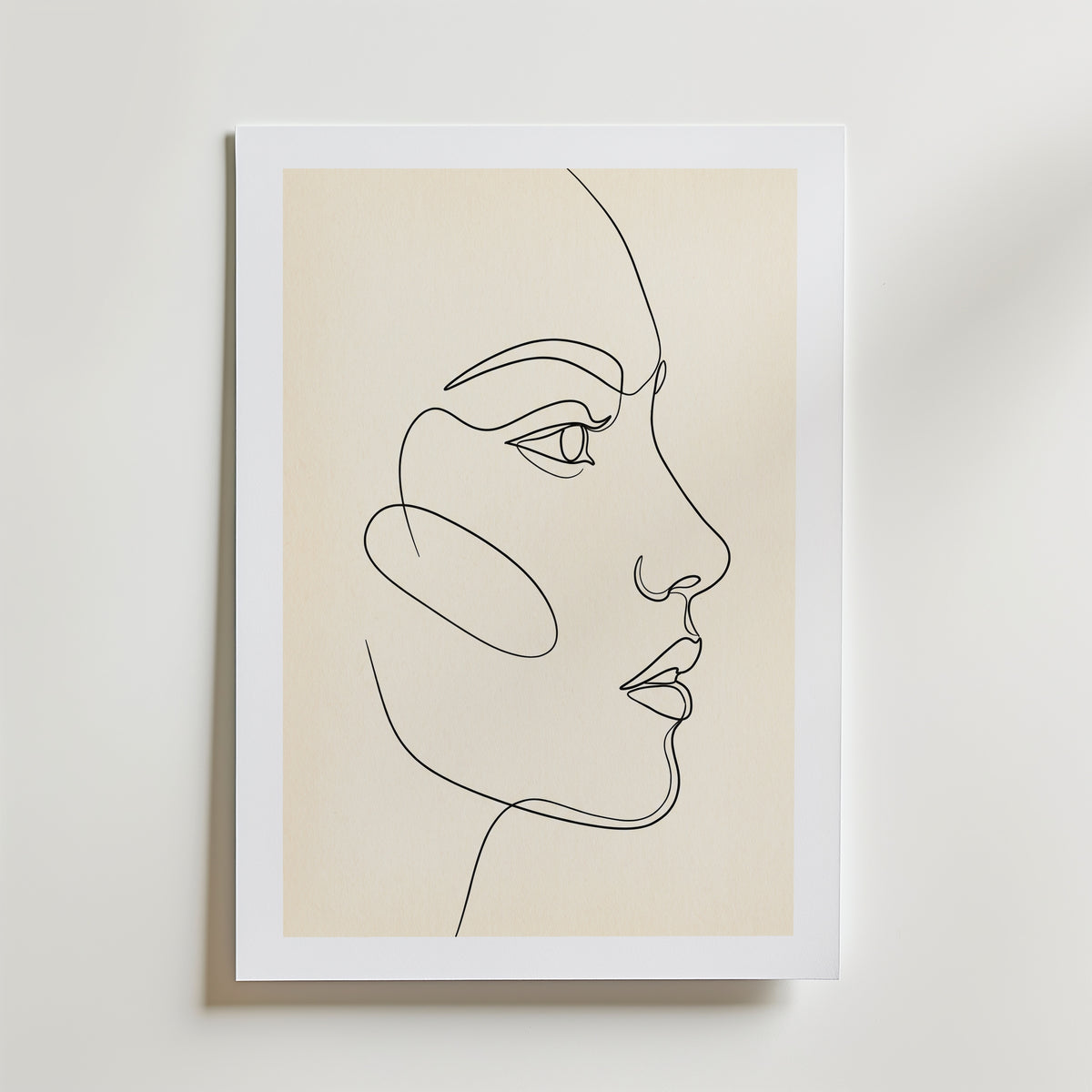 One Line Face Poster – med passepartout