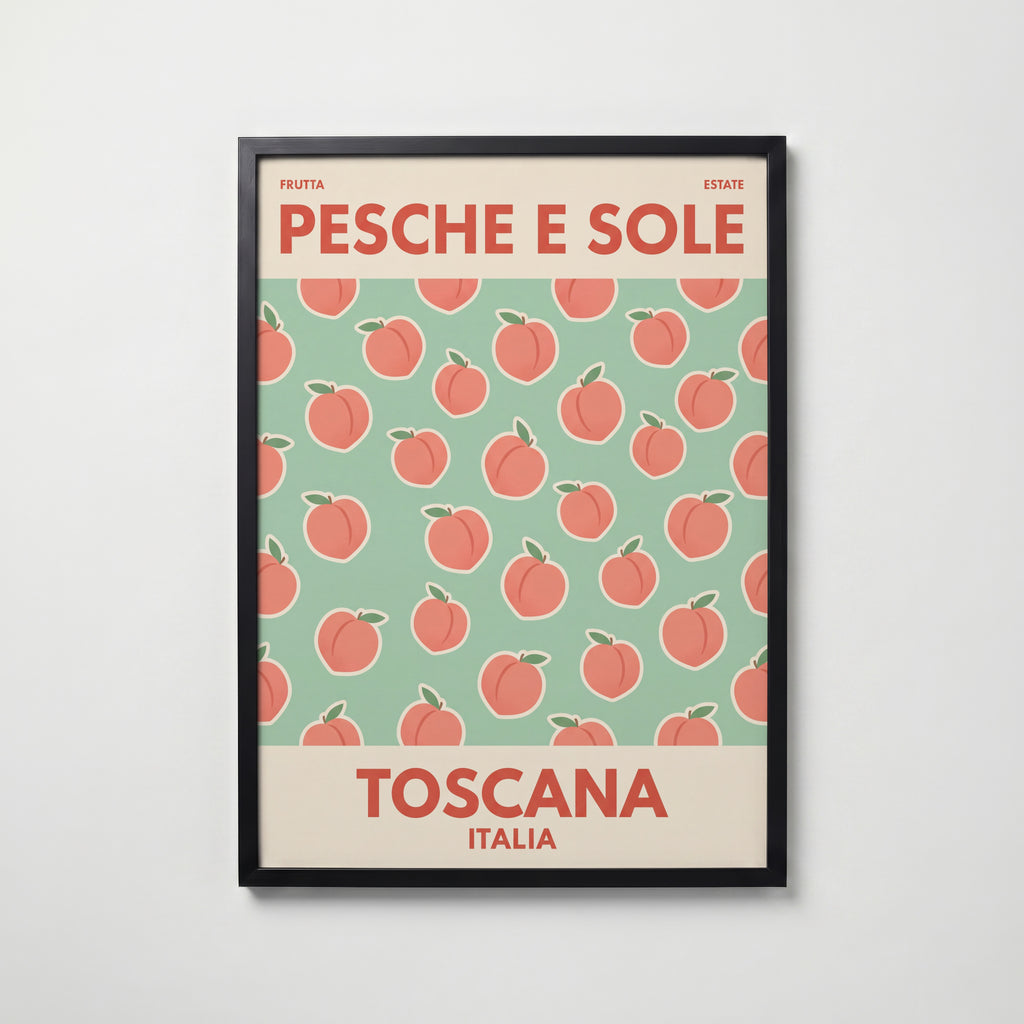 Tuscan Peaches Poster – svart ram