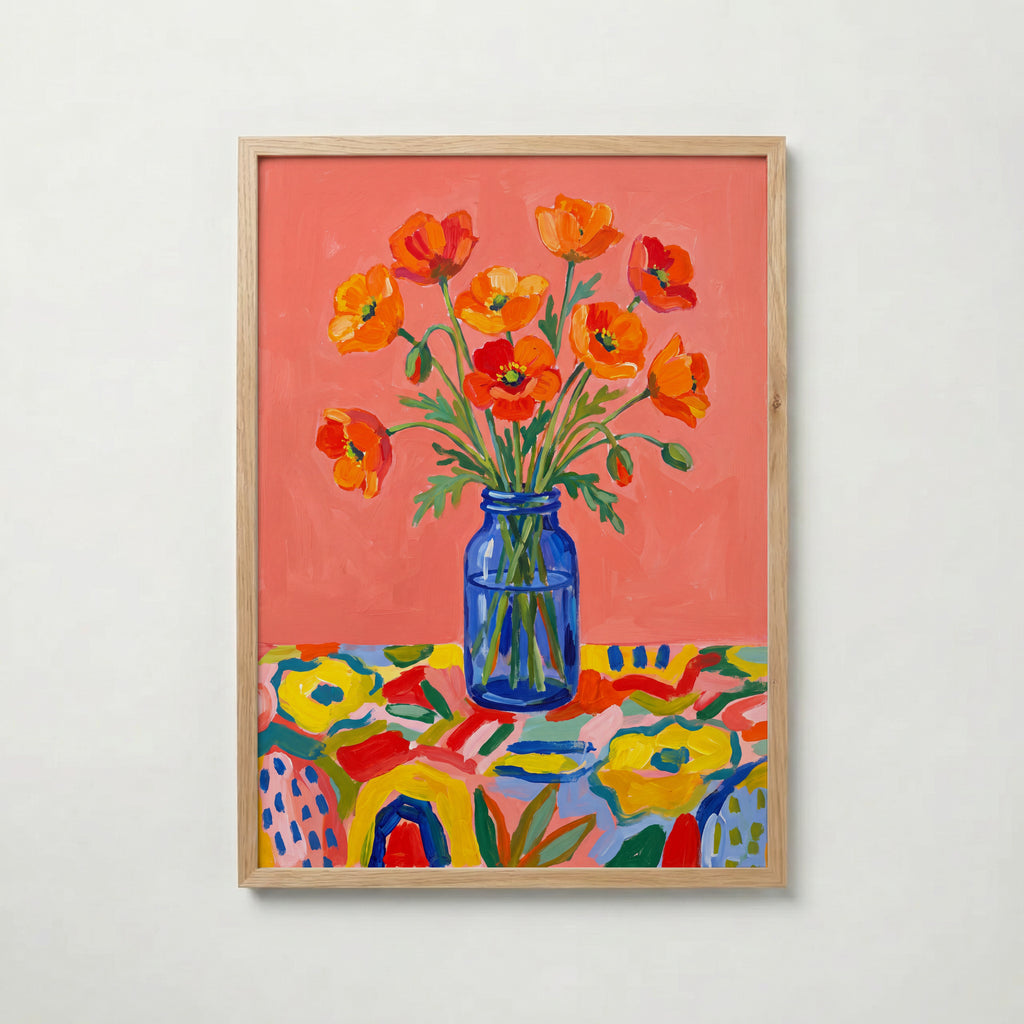 Poppies in Blue Poster – ekram