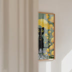 Umbrella Cat in Yellow Garden Poster – väggvideo