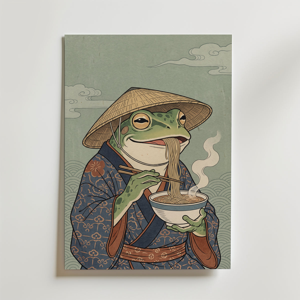 Ramen Frog Poster – canvas utan passepartout