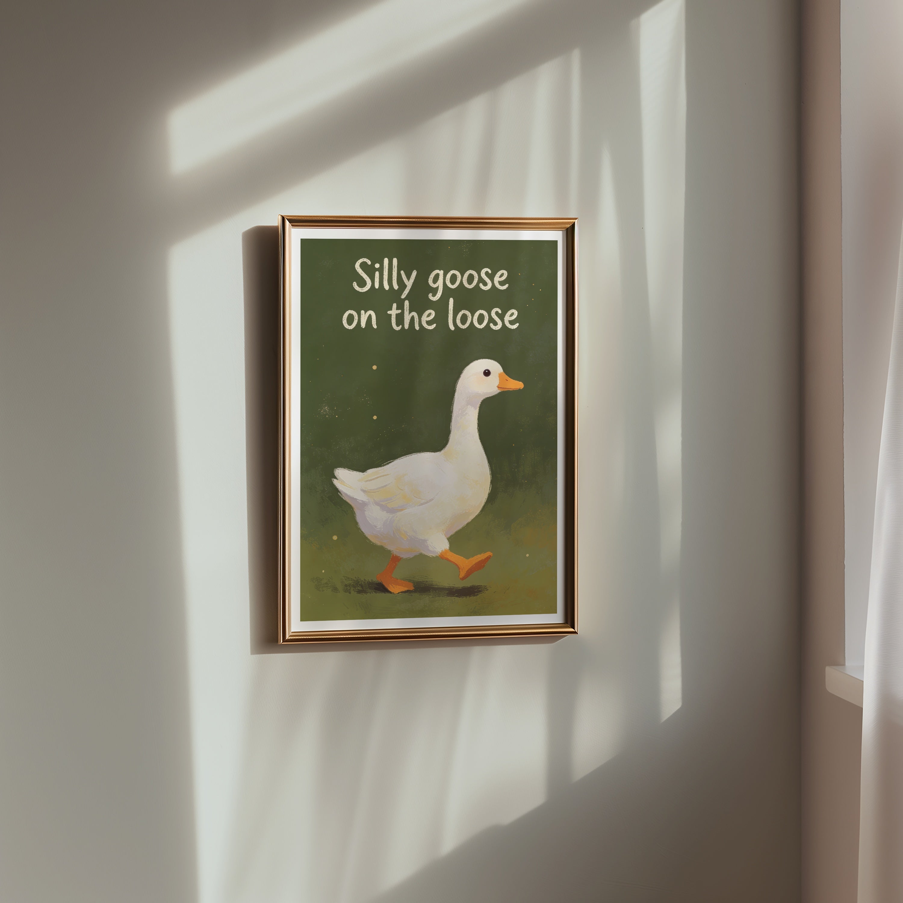 Silly Goose affisch på vägg i inrett rum – Bozetto poster i hög kvalitet