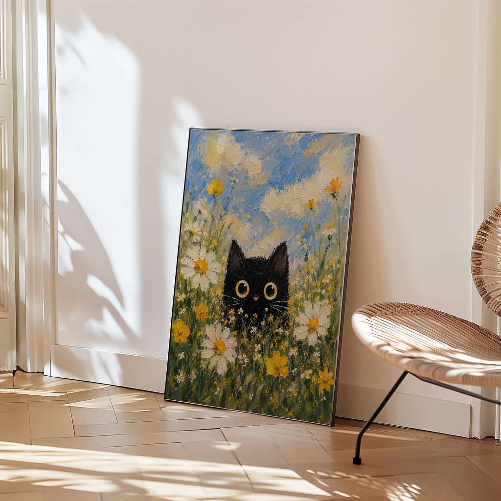Summer Cat Poster i ram på vägg