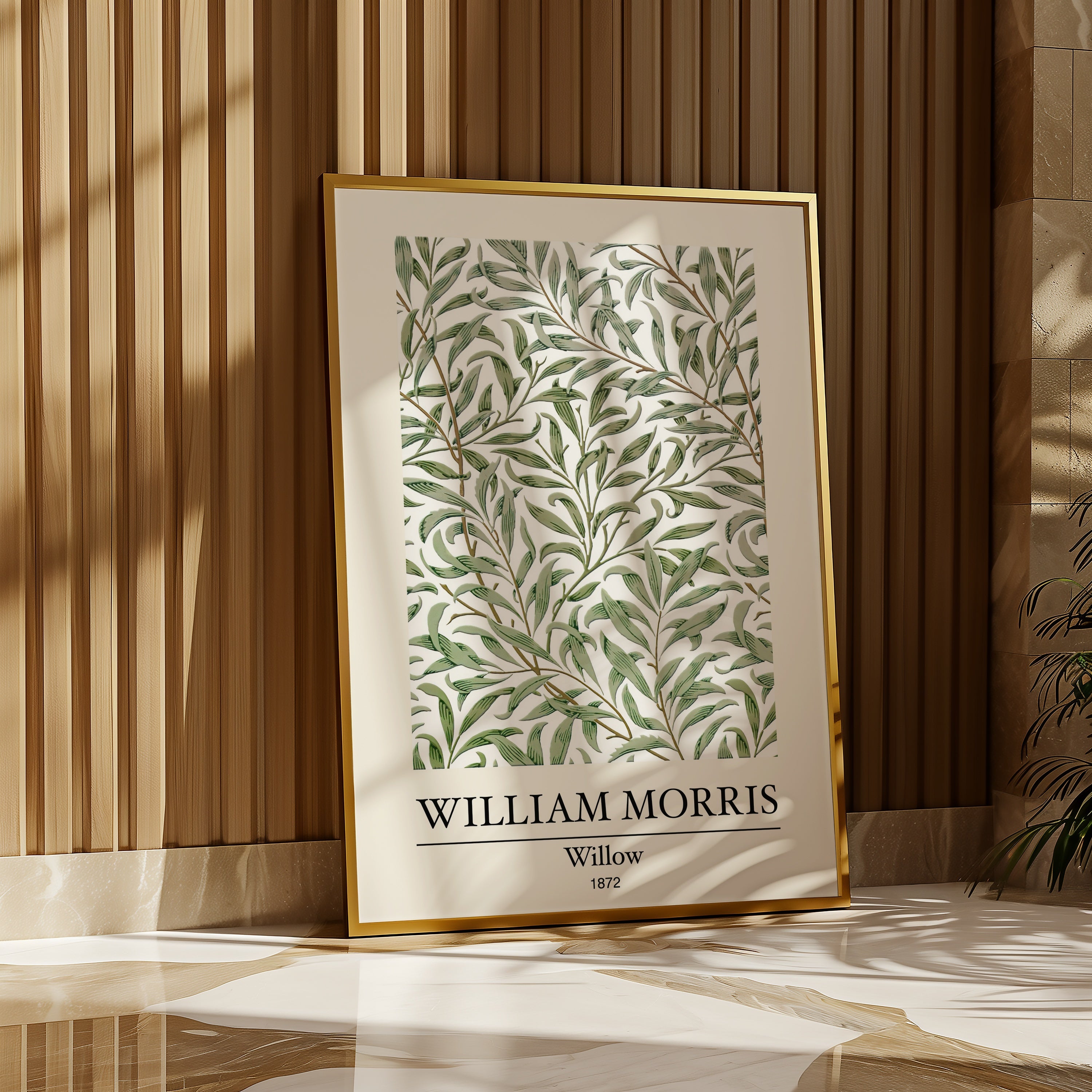 William Morris Willow poster i inramad rumsmiljö – Bozetto affisch i hög kvalitet