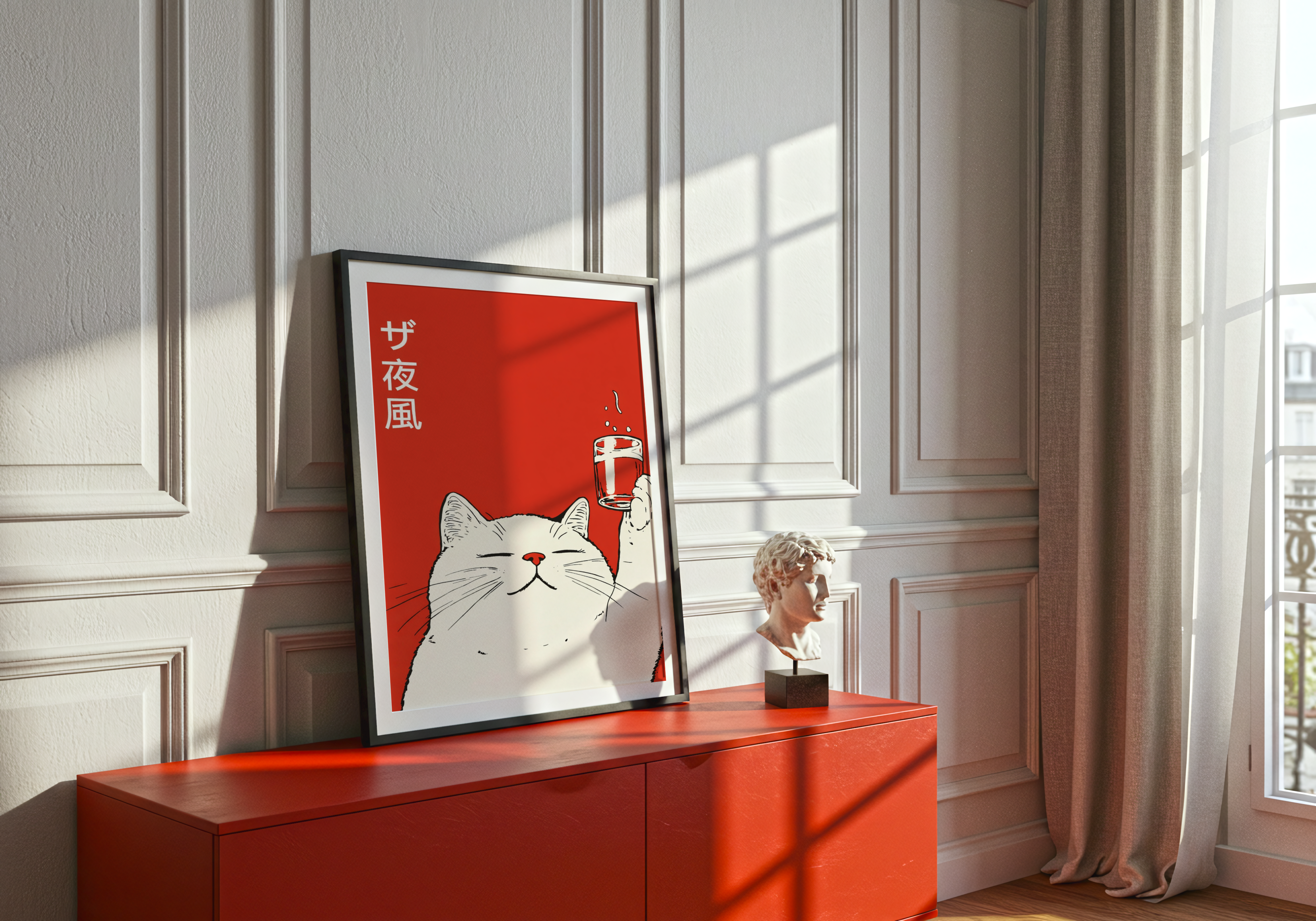 Midnight Toast Cat Poster