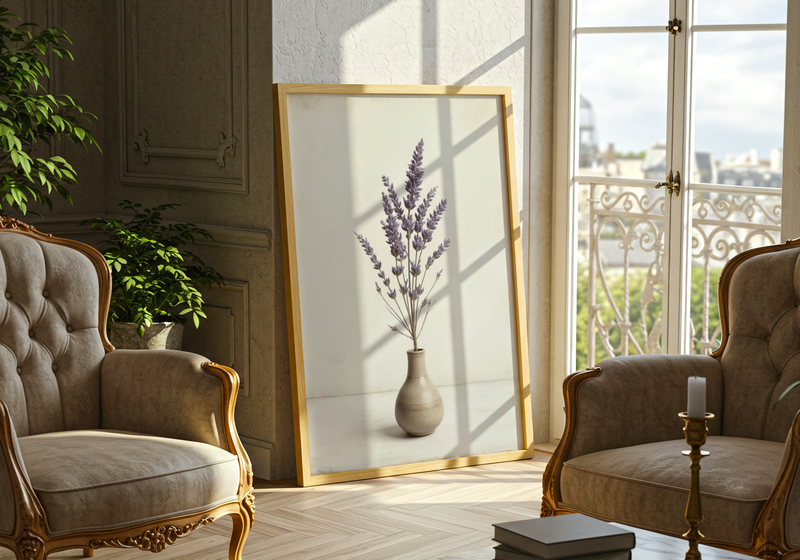 Ceramic Vase Dried Lavender Poster