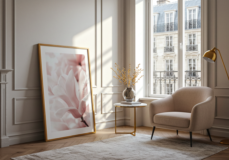 Blush Rose Magnolia Flower Poster