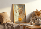 Glass vase with amber liquid poster