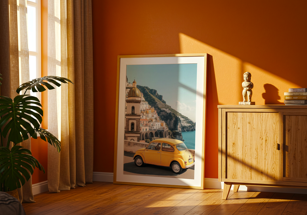 Amalfi Coast Car Poster