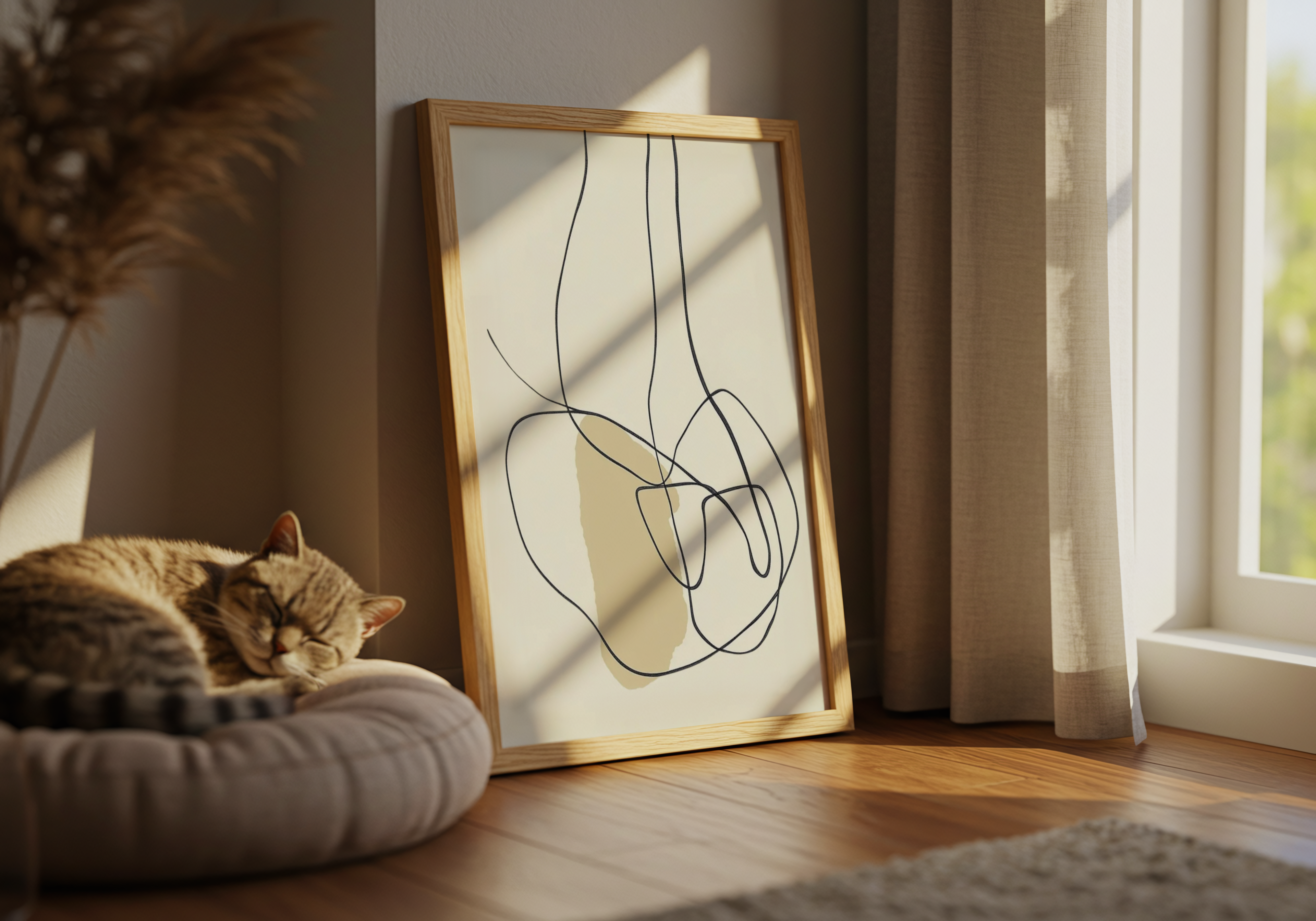 Beige Abstract Line Motion Poster