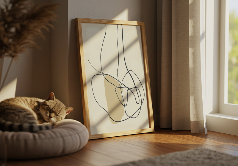 Beige Abstract Line Motion Poster