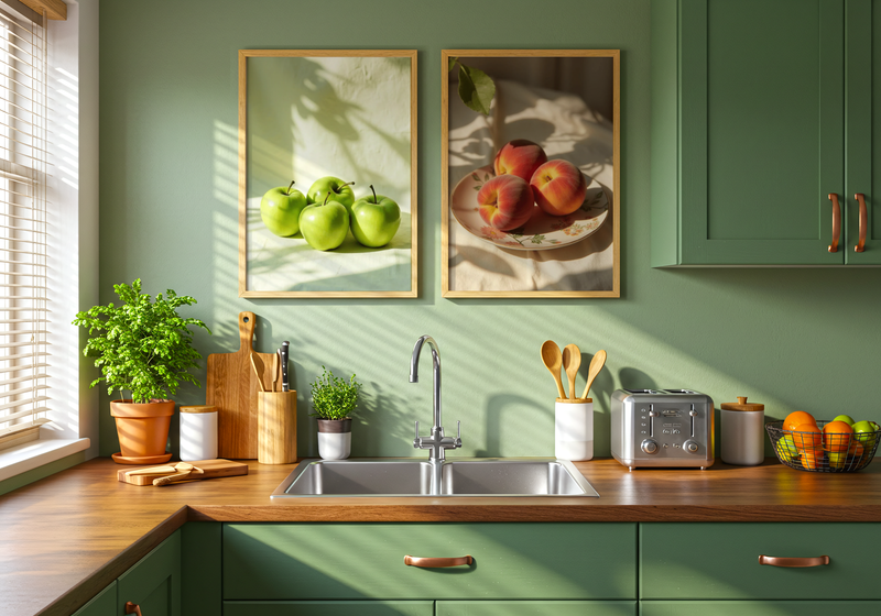 Organic Peaches floral plate Poster