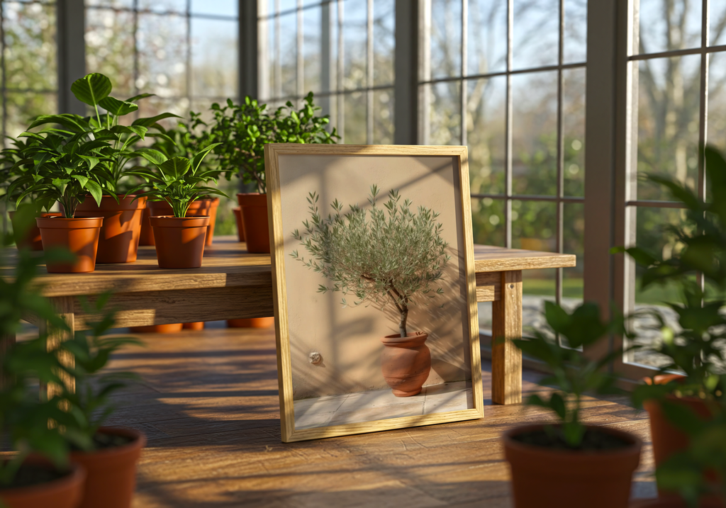 Potted olive tree poster